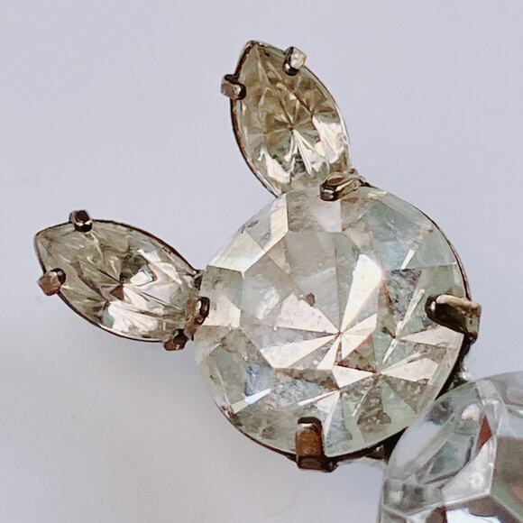 VTG Mid Century Brooch Jelly Belly Rhinestone Cat Silver Tone 1950s - Picture 3 of 10